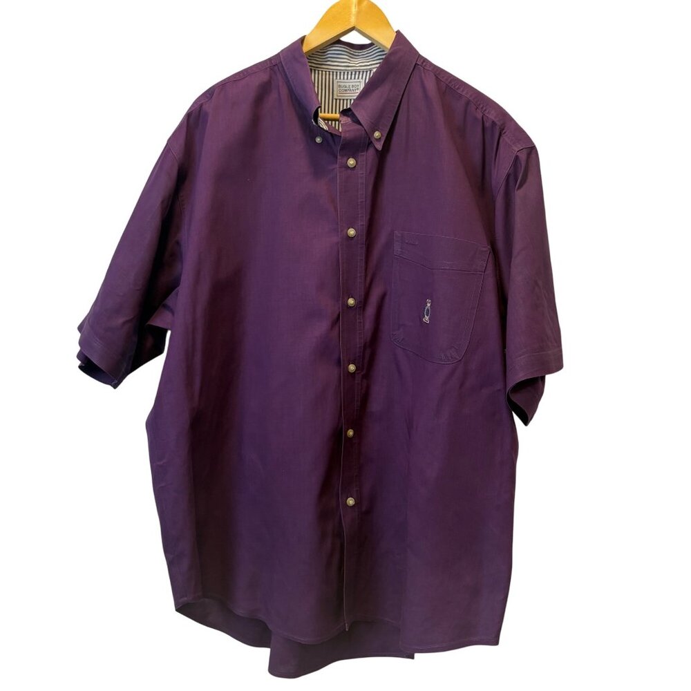 Vintage Bugle Boy Company‎ Mens Purple Button-Up Shirt Crest Pocket SS Y2K 90s